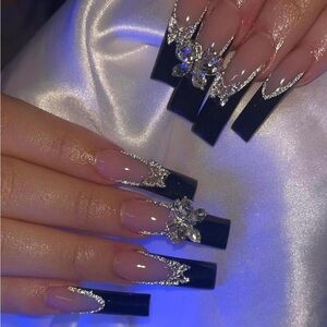 Butterfly Design Press On Nails Long